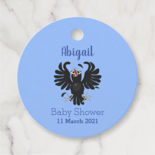 Funny crazy crow raven cartoon illustration favour tags