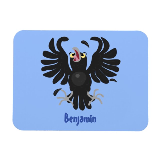 Funny crazy crow raven cartoon illustration magnet (Horizontal)
