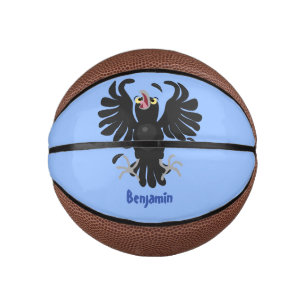 Funny crazy crow raven cartoon illustration mini basketball