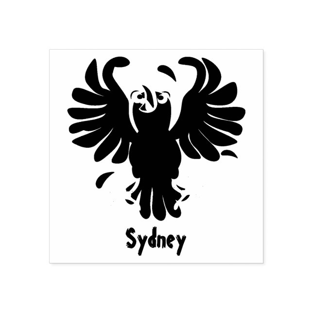 Funny crazy crow raven cartoon illustration rubber stamp (Imprint)