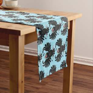 Funny crazy crow raven cartoon illustration short table runner