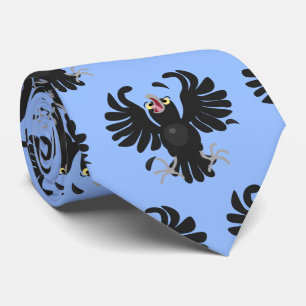 Funny crazy crow raven cartoon illustration tie