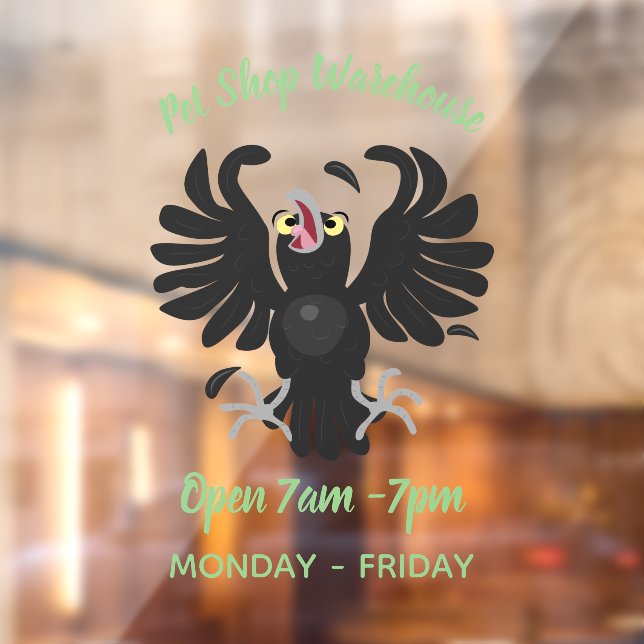 Funny crazy crow raven cartoon illustration window cling (Sheet 2)