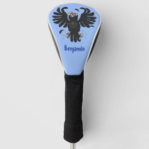 Funny crazy crow raven cartoon personalised golf head cover