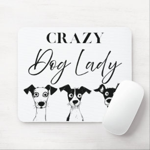 Funny Crazy Dog Lady  Mouse Mat
