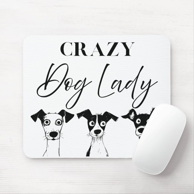 Funny Crazy Dog Lady  Mouse Mat (With Mouse)