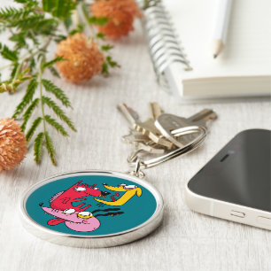 Funny Crazy Dogs Design Key Ring
