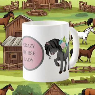 Funny crazy horse lady add text coffee mug