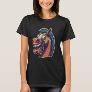 Funny Crazy Laughing Horse Vintage Hilarious Anima T-Shirt