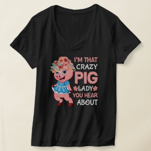 Funny crazy pig lady word art  T-Shirt