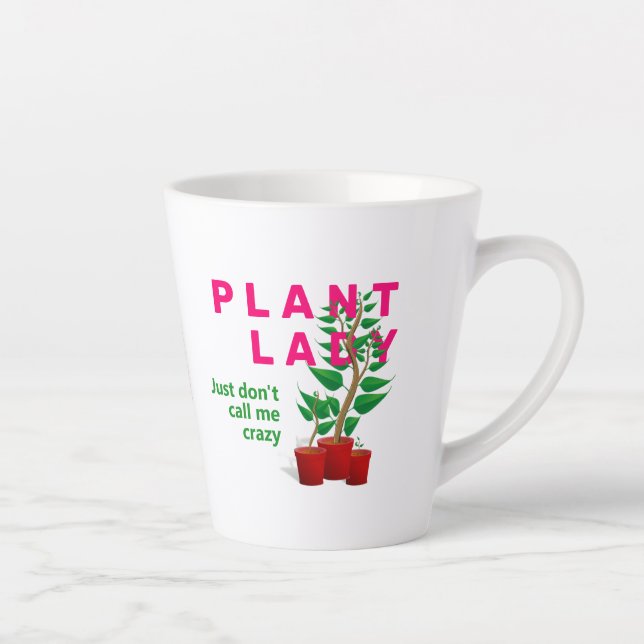 Funny CRAZY PLANT LADY Monogram Latte Mug (Right)