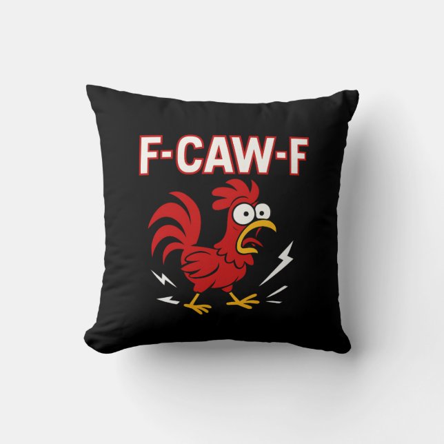 Funny Crazy Rooster F-CAW-F Meme  Cushion (Front)