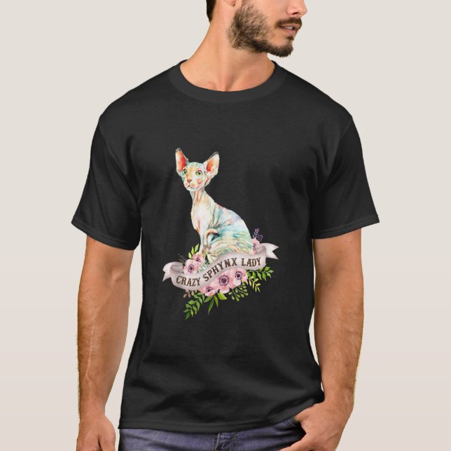 Funny Crazy Sphynx Lady Cat Lover T-Shirt (Front)