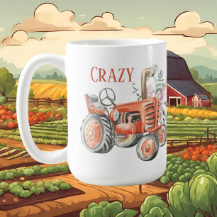 funny crazy tractor lady coffee mug