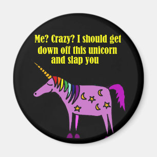 Funny Crazy Unicorn Cartoon Magnet