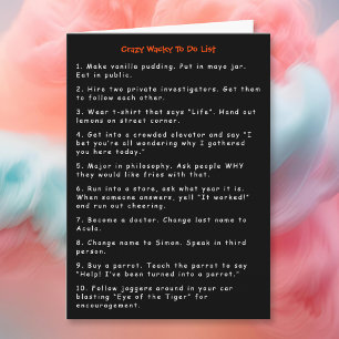 Funny Crazy Wacky New Year Pranks To Do List Card