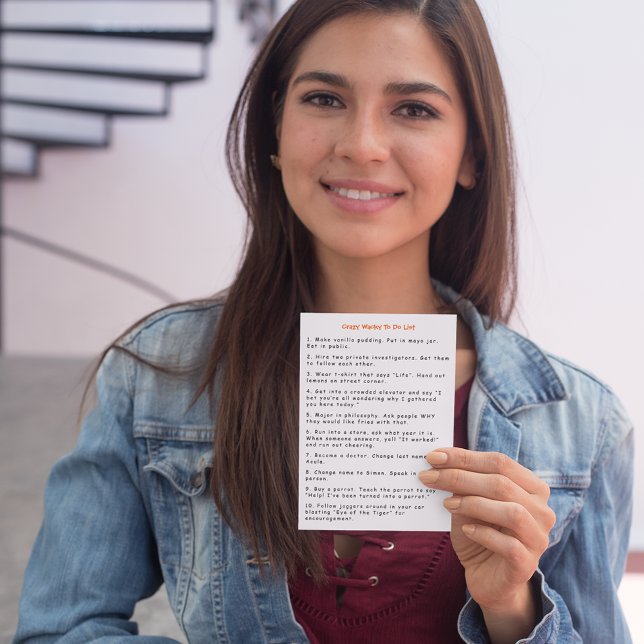 Funny Crazy Wacky Pranks Ideas To Do List Humour Card (Funny Crazy Wacky Pranks Ideas To Do List Humor Card)