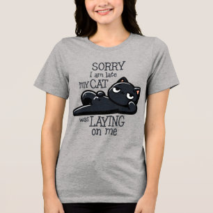 Funny crazy word art T-Shirt Funny late cat lover Tri-Blend Shirt