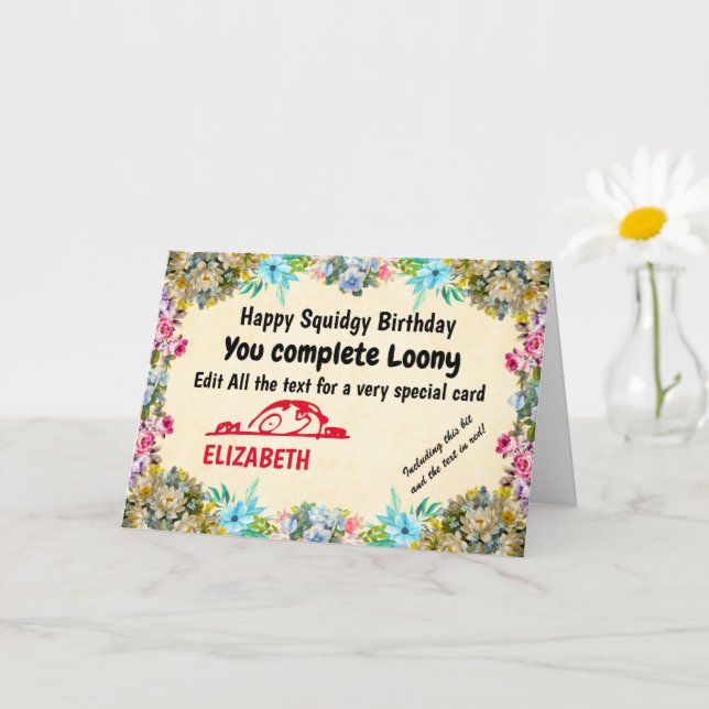 Funny Create Your own Humour Easy to Edit Birthday Card (Small Plant)