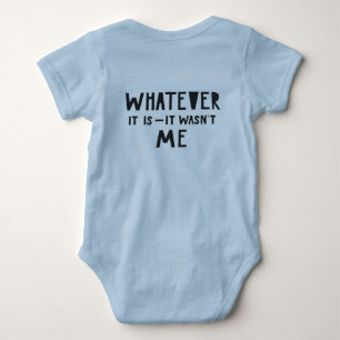 Funny Creative Text 'It Wasn't Me' Blue Boy Baby Bodysuit