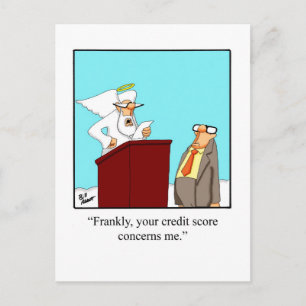 Funny "Credit Score Heaven" Postcard