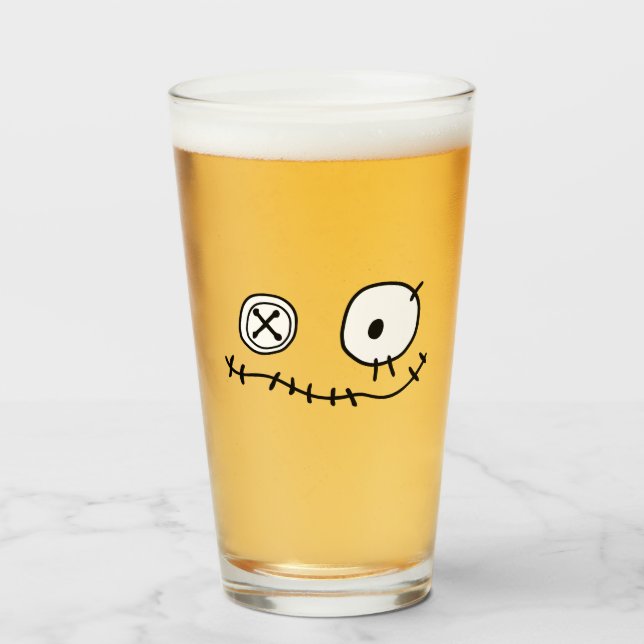 funny creep cute monster cartoon character Hallowe Glass (Front Filled)