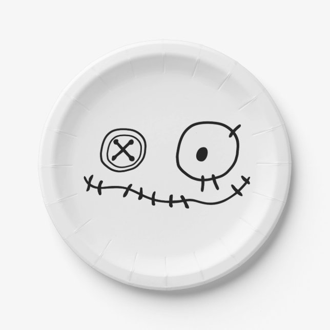 funny creep cute monster cartoon character Hallowe Paper Plate (Front)