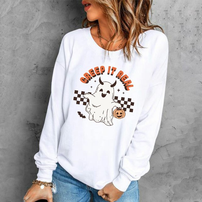 Funny Creep it Real spooky ghost Halloween  Sweatshirt (Funny Creep it Real spooky ghost Halloween Sweatshirt)