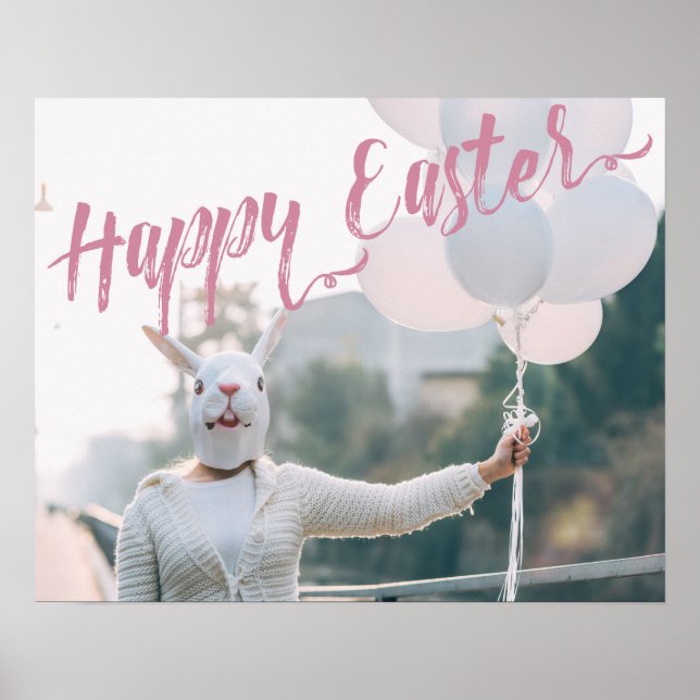 Funny Creepy Bunny Mask Happy Easter Poster (Front)