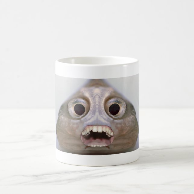 Funny Creepy Fish Head Monster Coffee Mug (Center)
