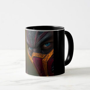 Funny Creepy Monster Face Black Coffee Mug Carto