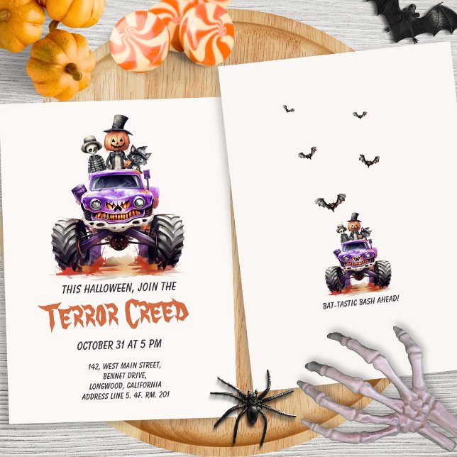 Funny Creepy Monster Truck Costume Party Invitation (Creator Uploaded)