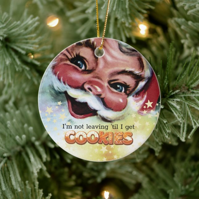 Funny creepy Santa Christmas cookies Ceramic Tree Decoration (Tree)