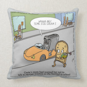 Funny Creepy Toaster Pure Cotton Large ThrowPillow