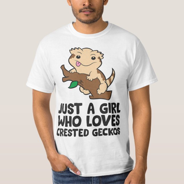 Funny Crested Gecko Just a Girl Who Loves Crested  T-Shirt (Front)