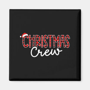 Funny Crew Santa Hat Christmas Red Plaid Xmas Fami Magnet