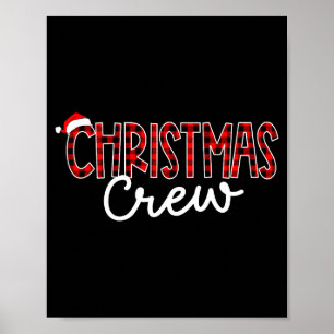 Funny Crew Santa Hat Christmas Red Plaid Xmas Fami Poster