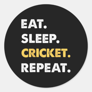 Funny Cricket Apparel Eat Sleep Cricket Repeat  Classic Round Sticker