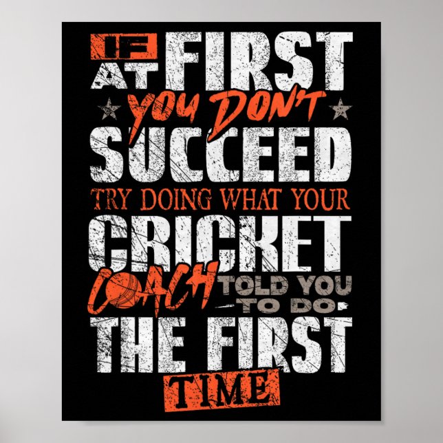 Funny Cricket Coach  Poster (Front)