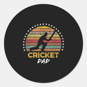 Funny Cricket Dad Player Fan Coach Quote Graphic Classic Round Sticker