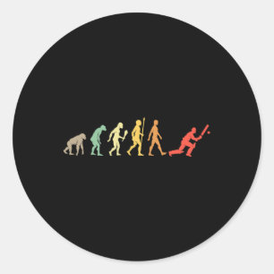 Funny Cricket Evolution Gift Vintage Cricket Playe Classic Round Sticker