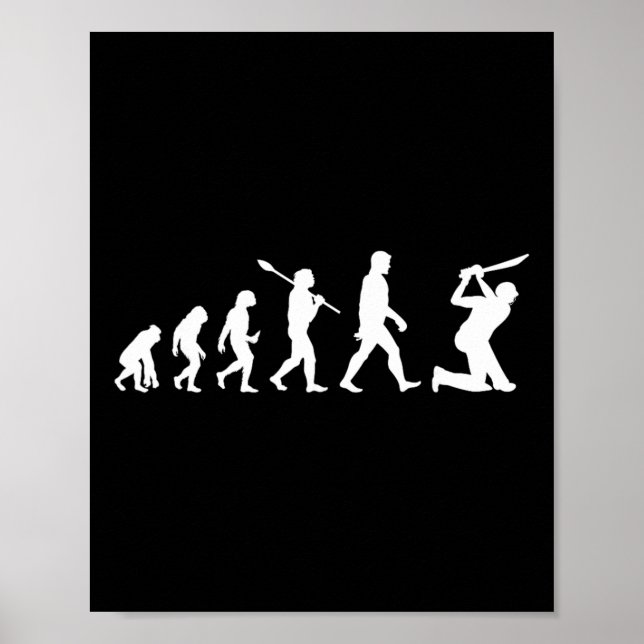 Funny Cricket Evolution Tee For Cricket Players Or Poster (Front)