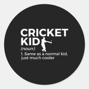 Funny Cricket Kid Definition  Classic Round Sticker