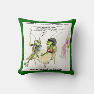 Funny Cricket Pick-Up Lines Cotton Throw Pillow