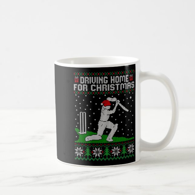 Funny Cricket Player Driving Home For Christmas Sw Coffee Mug (Right)
