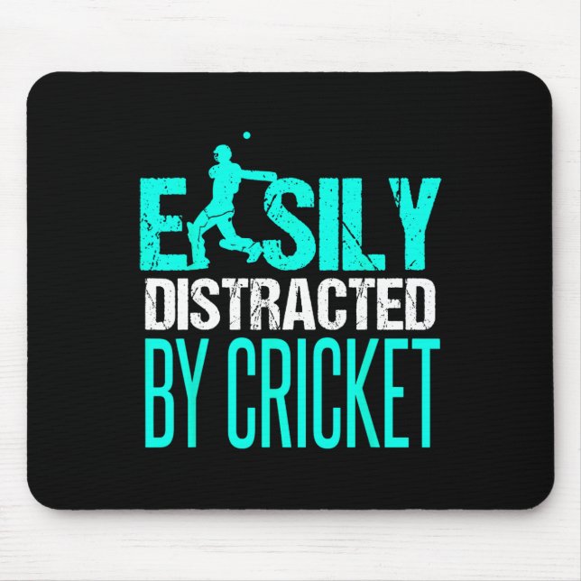 Funny Cricket Player Easily Distracted By Cricket  Mouse Mat (Front)