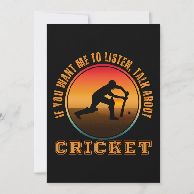 Funny Cricket Saying Vintage Silhouette Player  Invitation (Front)