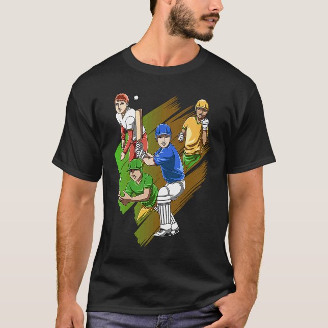 Funny Cricket Team Bat and Ball T-Shirt (Front)