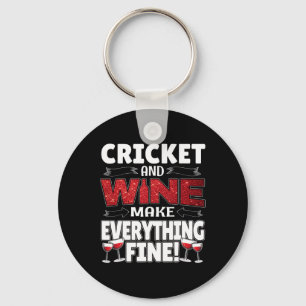 Funny Cricket Wine Gift Shirt Cute Sports Tee Key Ring