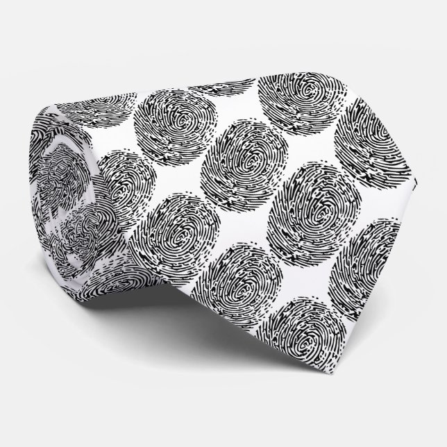 Funny criminal black white fingerprints for police tie (Rolled)